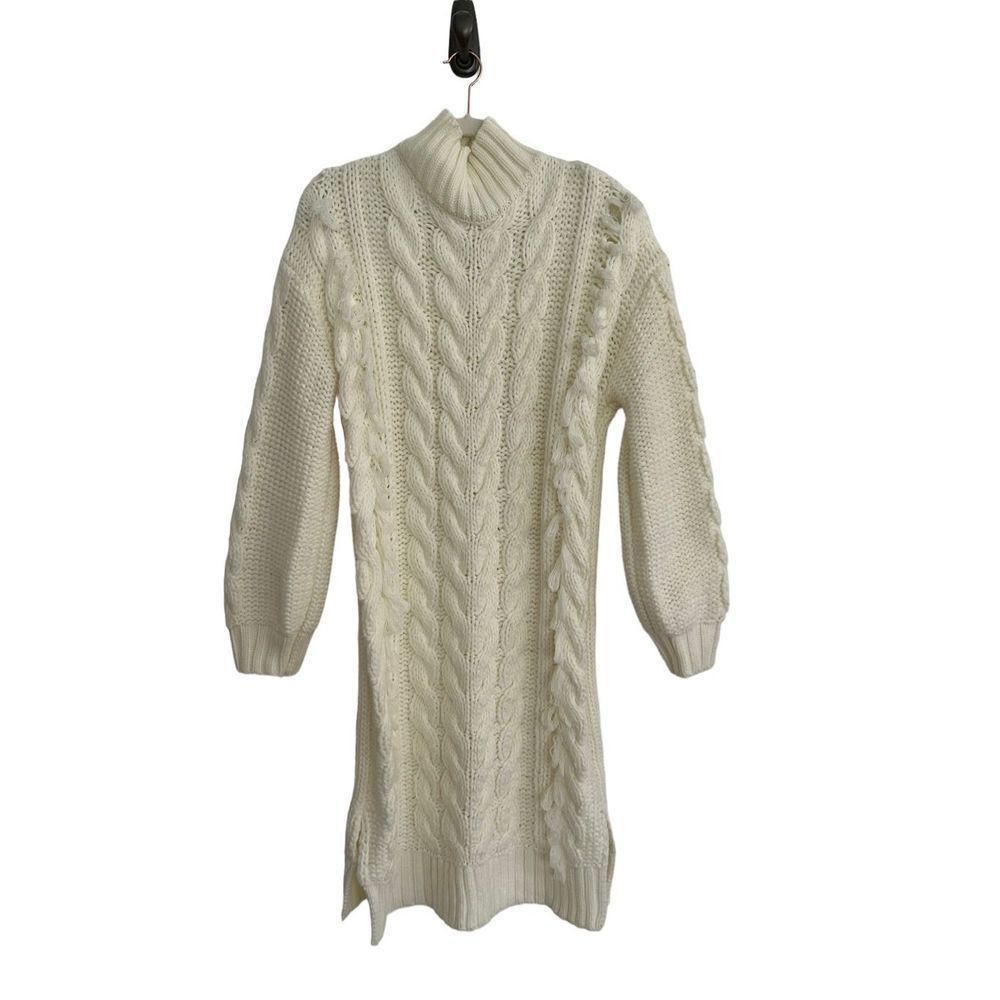 Farm Rio Fringed Cable-Knit Midi Dress Women’s Off-White Size Small